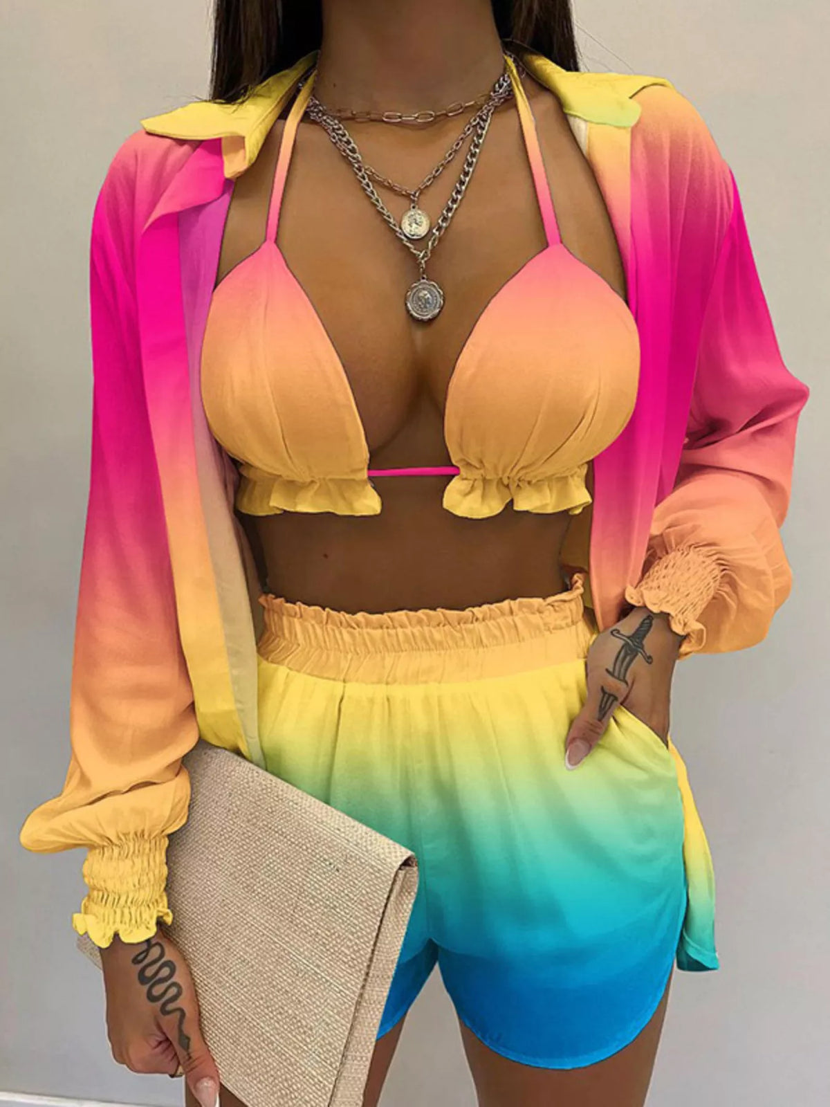 The Bloom Escape Three-Piece Shorts Set