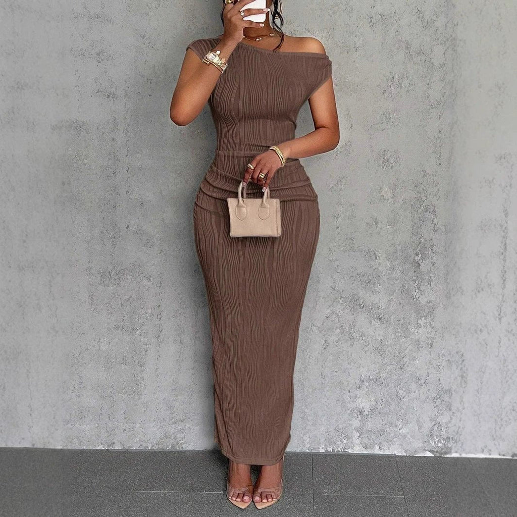 The Ripple Poise Asymmetric Neck Dress