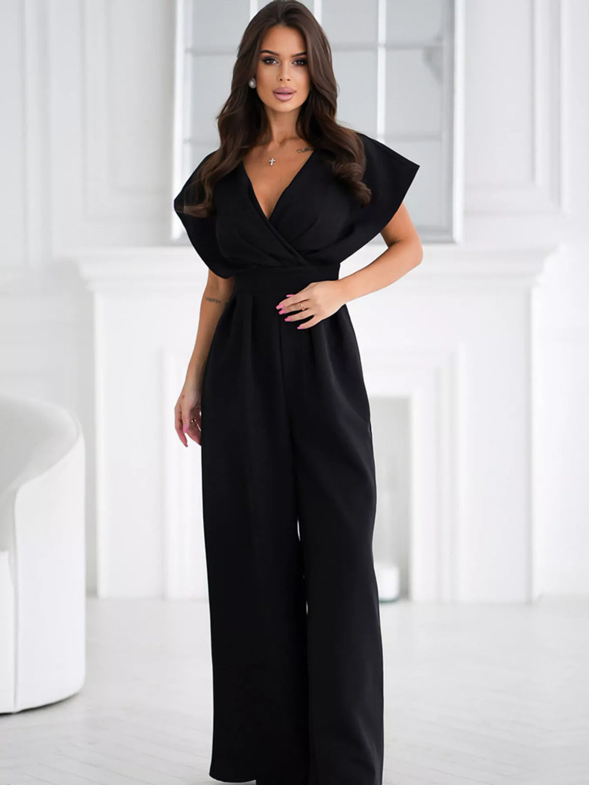 The Grand Social Surplice Wide-Leg Jumpsuit