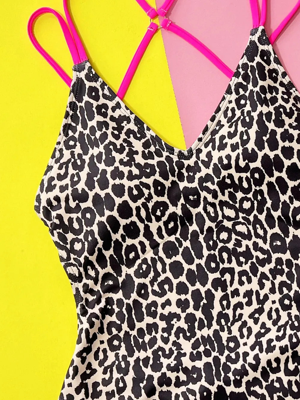 The Wild Getaway Leopard Plunge One-Piece