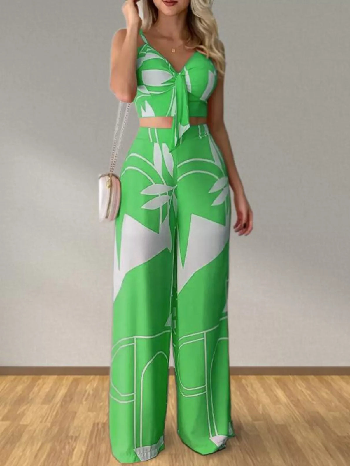 The Tropical Agenda Wide-Leg Pants Set