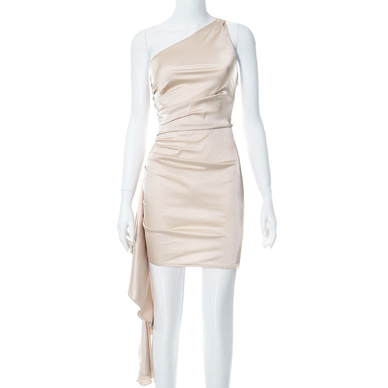 The Evening Enchantress One-Shoulder Draped Mini Dress