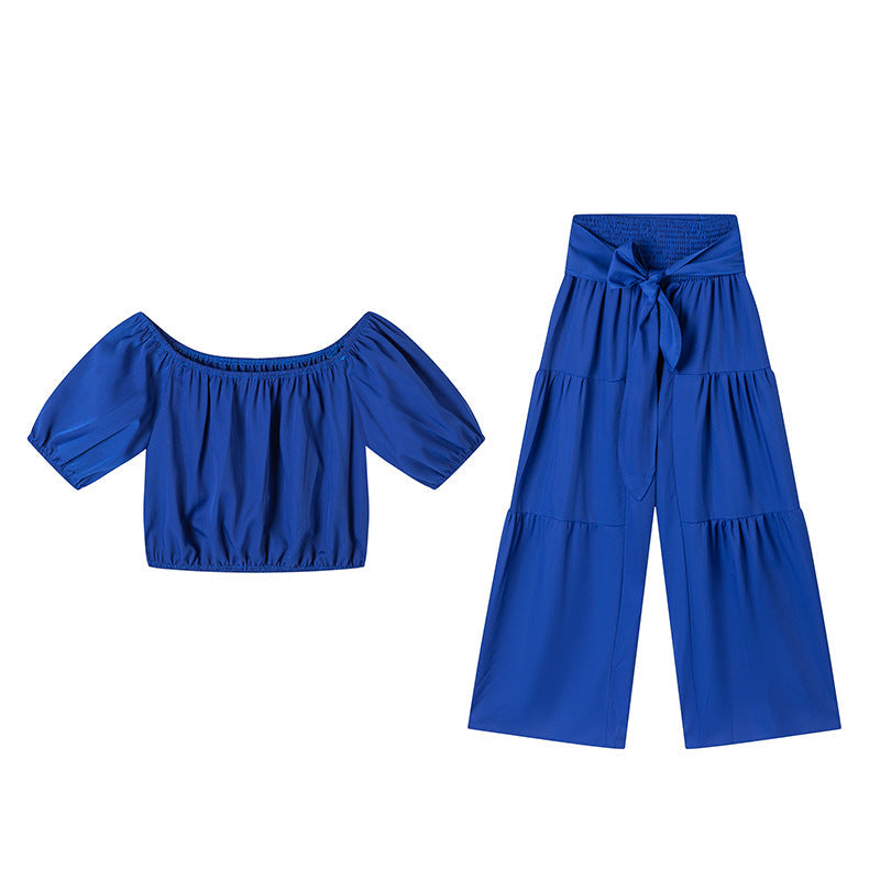 High-Waist Flared Pants & Top Two-Piece Set | Women's 7-Color Coordinated Set