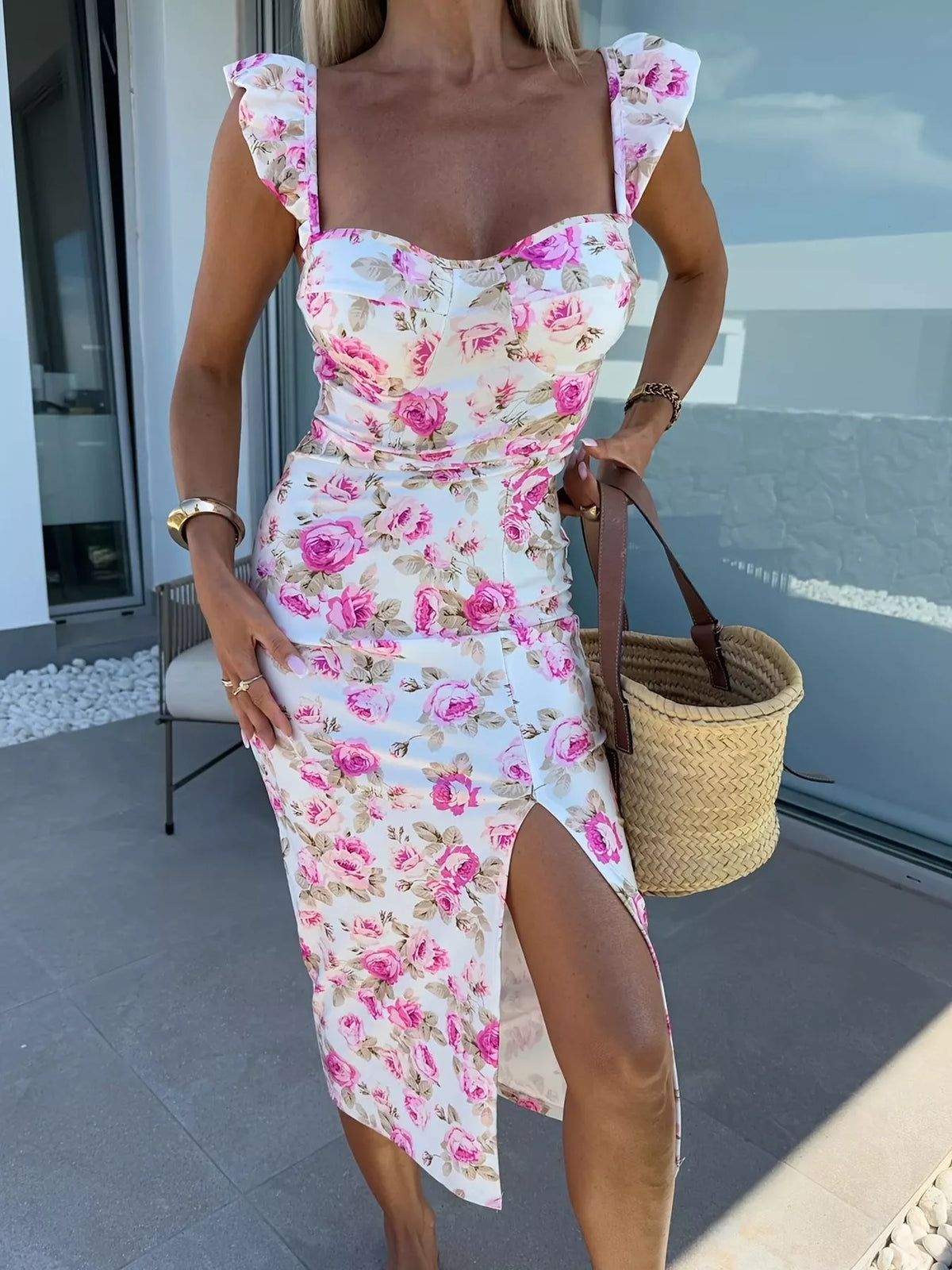 The Sweetheart Rendezvous Slit Midi Dress