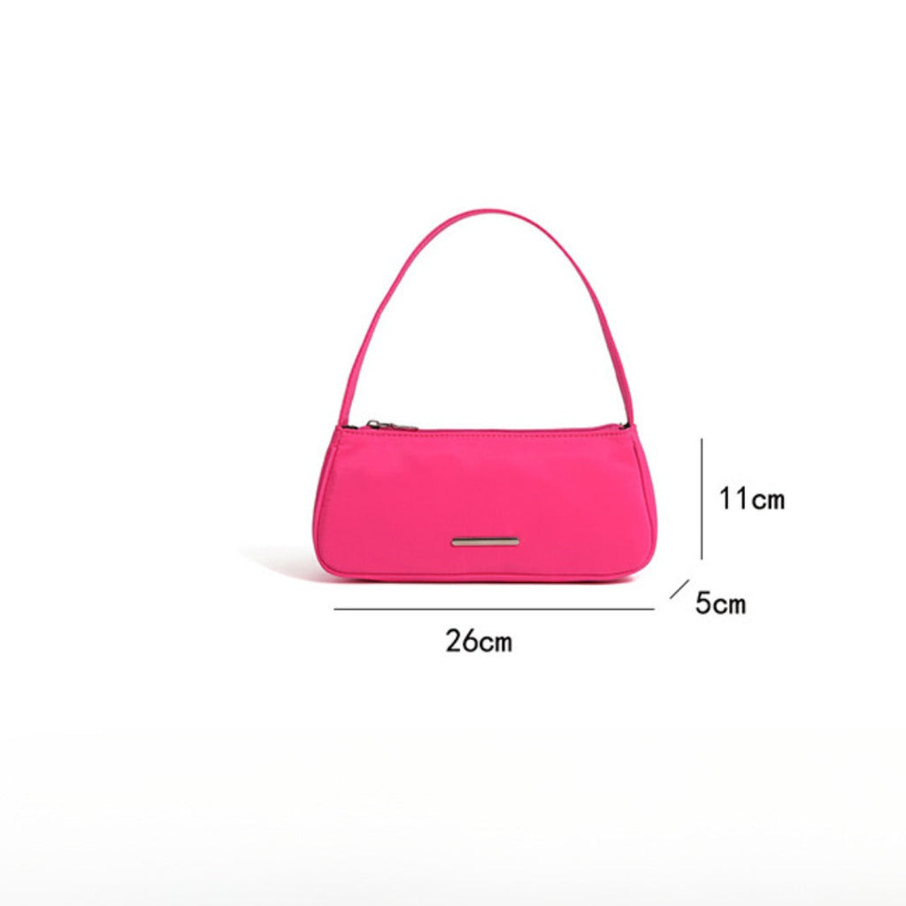 Nylon Mini Baguette Shoulder Bag | Silver Bar Hardware