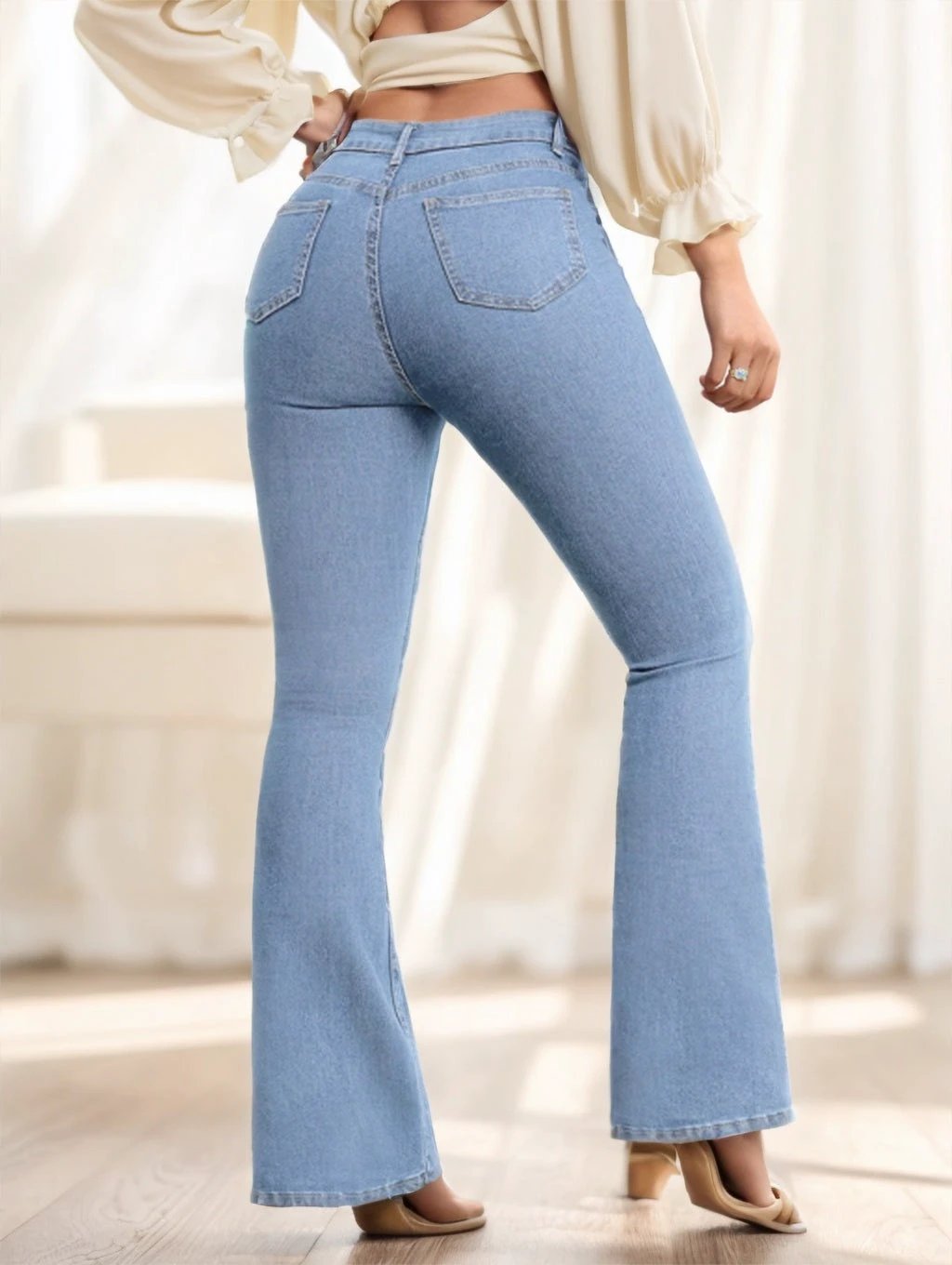 The Everyday Poise Denim-Look Flared Pants