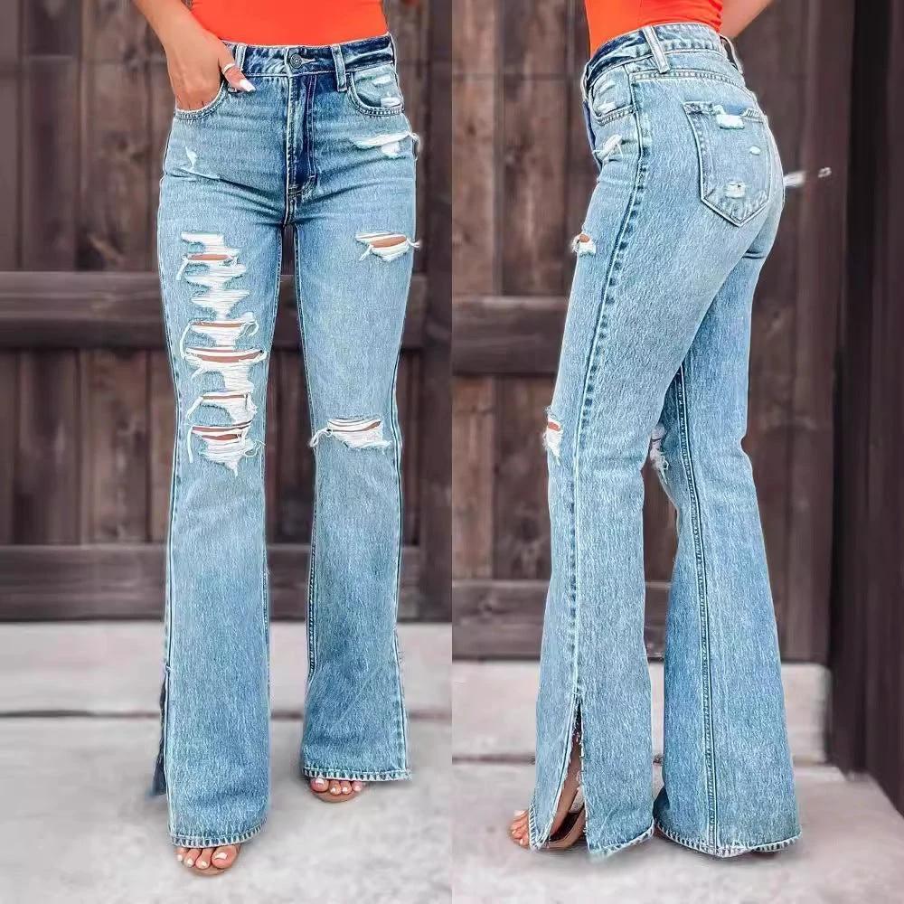 The Denim Rebel Ripped Split-Hem Jeans