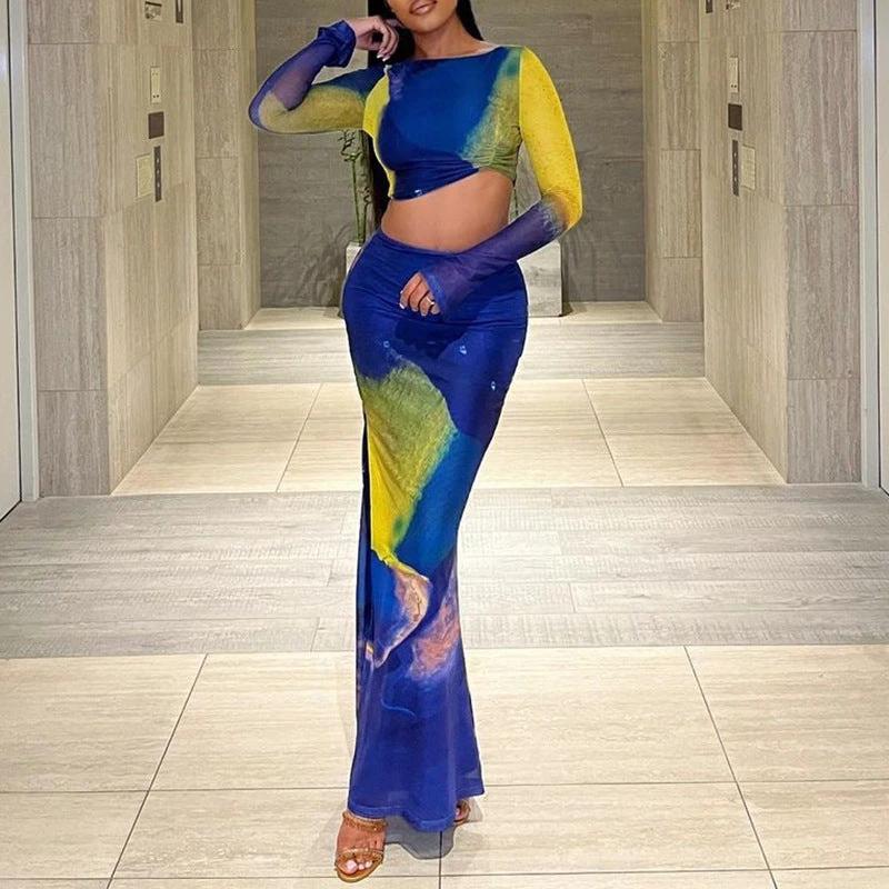 The Gallery Flow Bell-Sleeve Top & Maxi Skirt Set