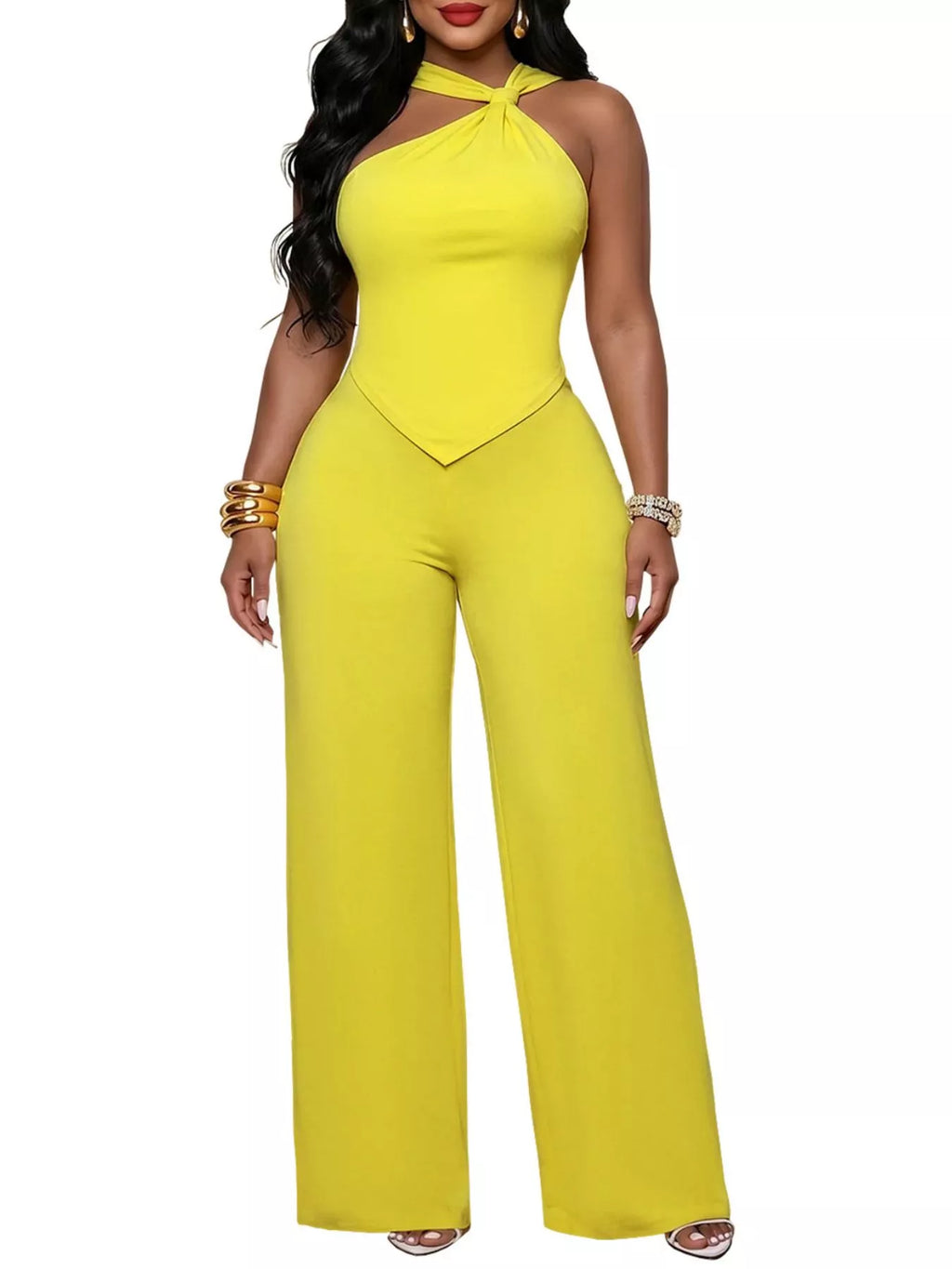 The Golden Hour Twist-Neck Pants Set