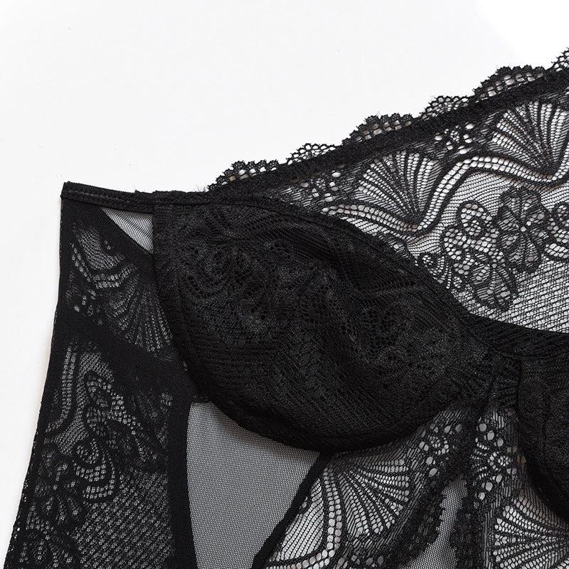 The Noir Poise One-Shoulder Lace Bodysuit