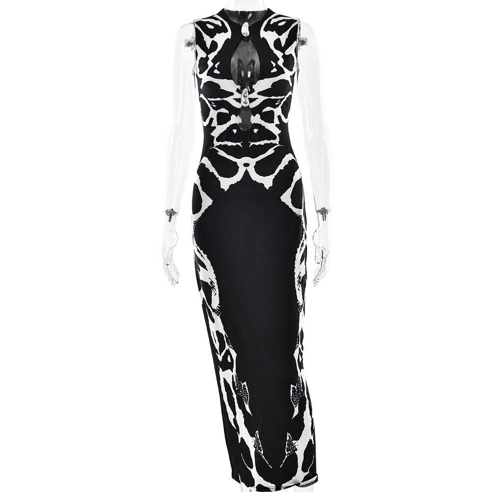 The Wild Contrast Cutout Maxi Dress