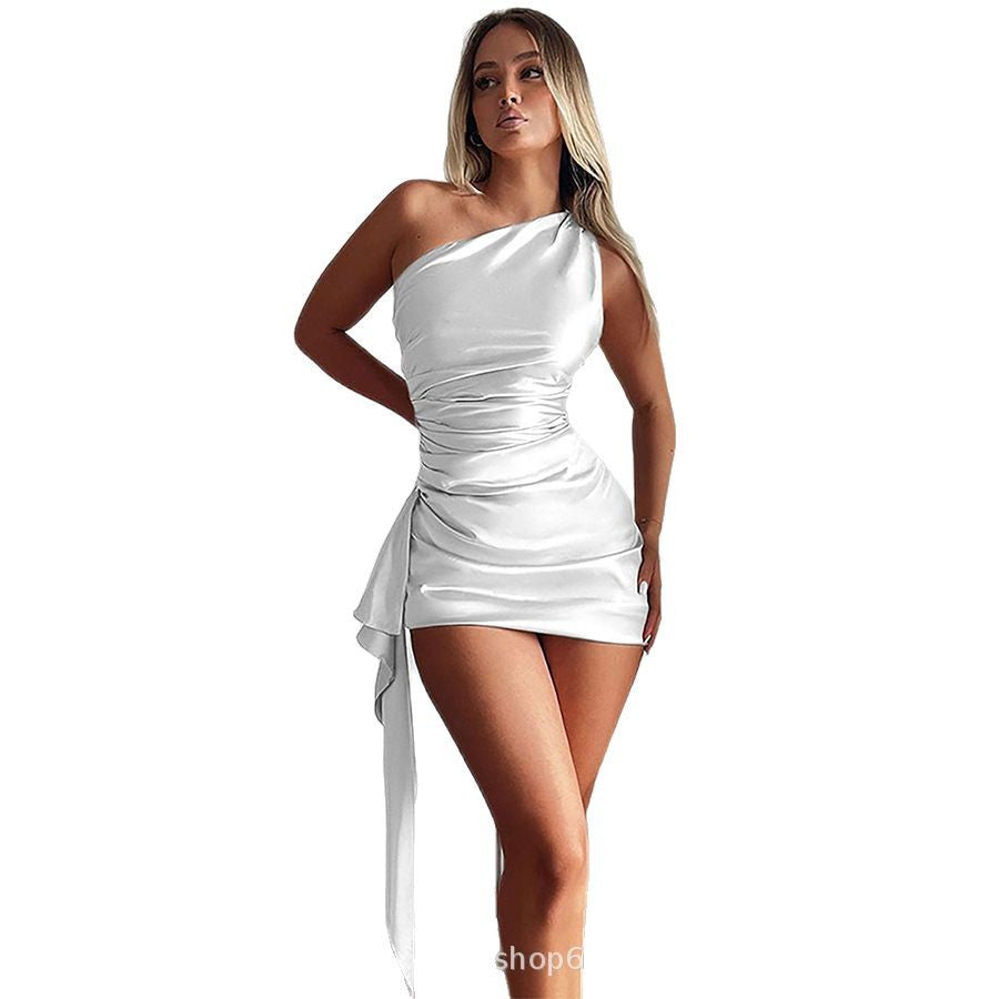 The Evening Enchantress One-Shoulder Draped Mini Dress