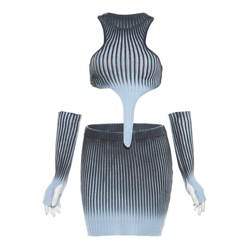 The Blue Hour Gradient Knit Skirt Set