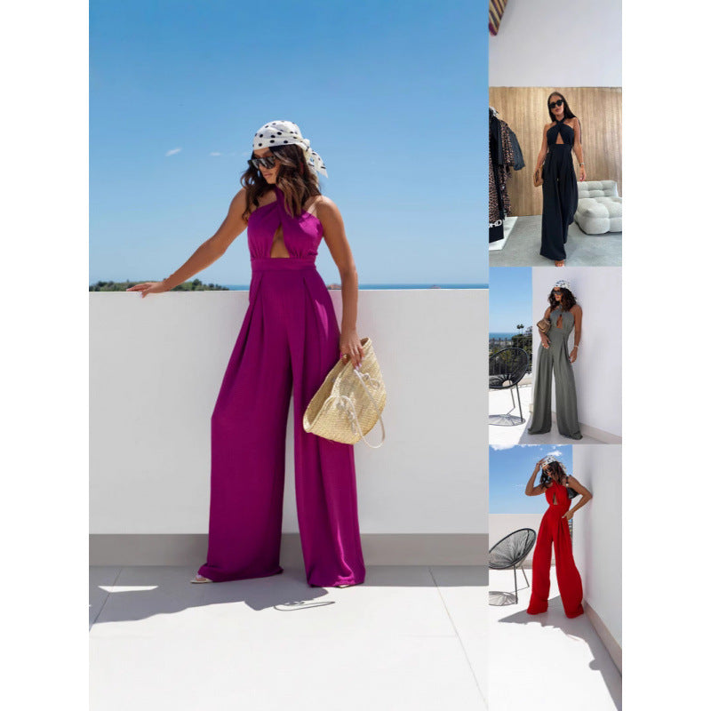The Evening Social Halter Wide-Leg Jumpsuit