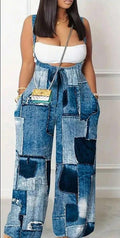 The Patchwork Muse Wide-Leg Suspender Jumpsuit