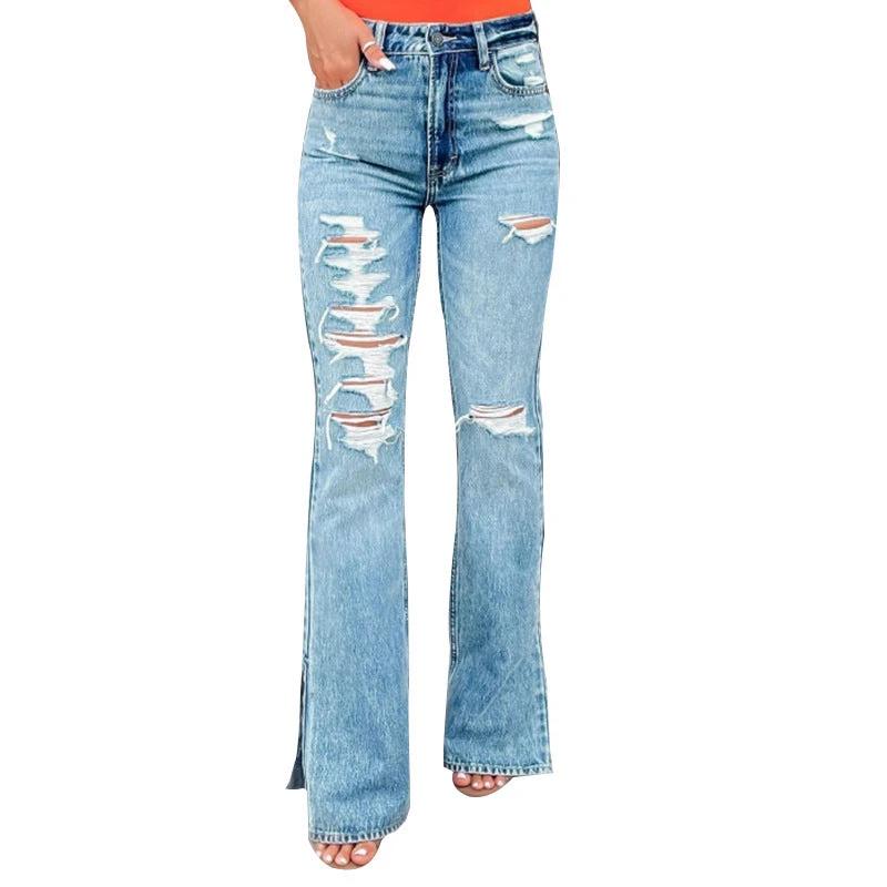 The Denim Rebel Ripped Split-Hem Jeans