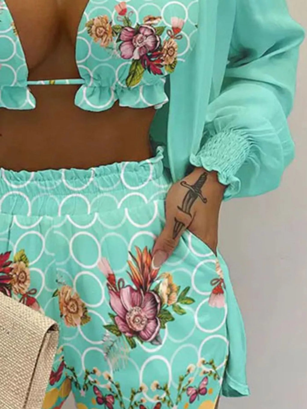The Bloom Escape Three-Piece Shorts Set