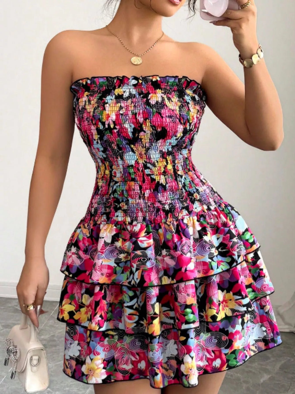 The Bloom Confetti Smocked Mini Dress