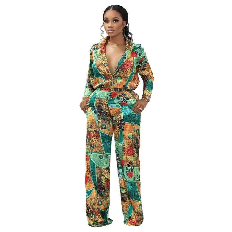 The Emerald Gallery Printed Shirt & Pants Set