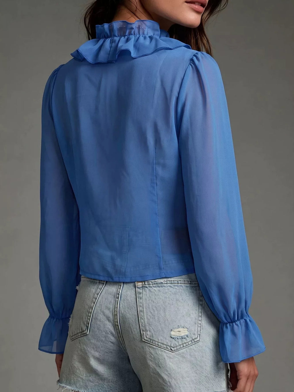 V-Neck Ruffled Chiffon Blouse