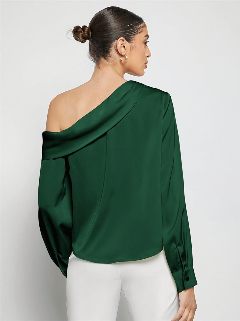The Ruched One-Shoulder Long Sleeve Top
