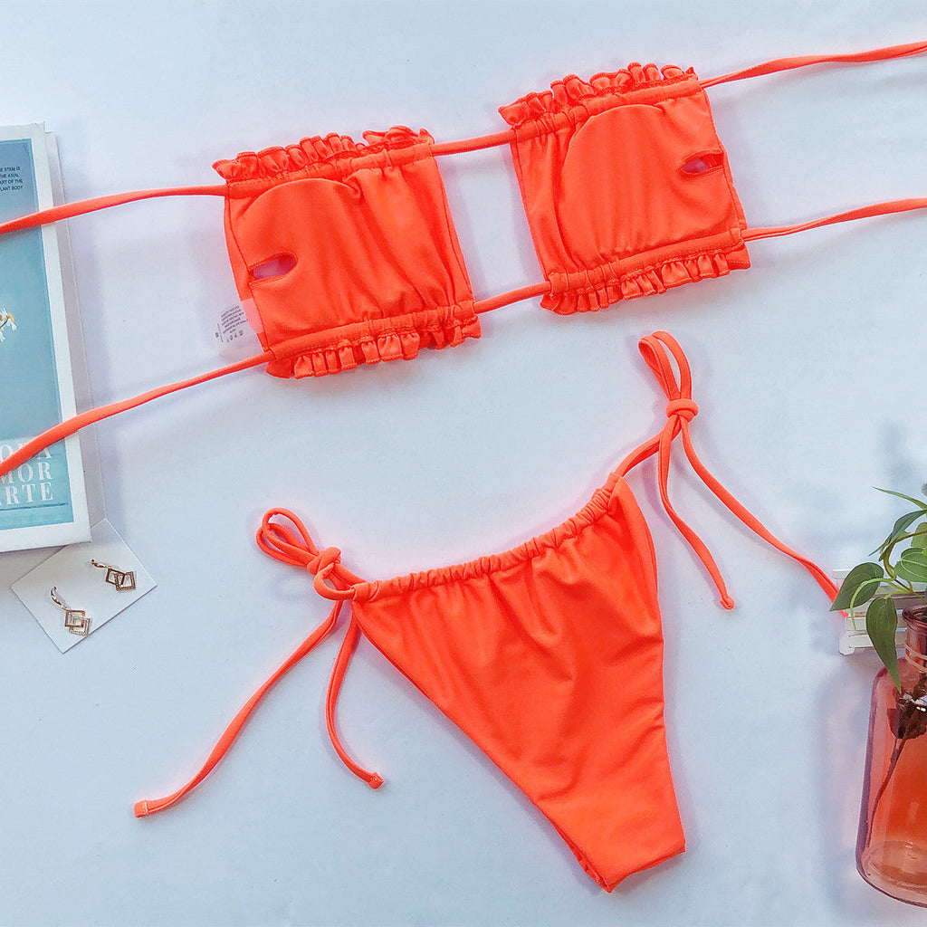 The Frill Trim Ruched Bikini Set