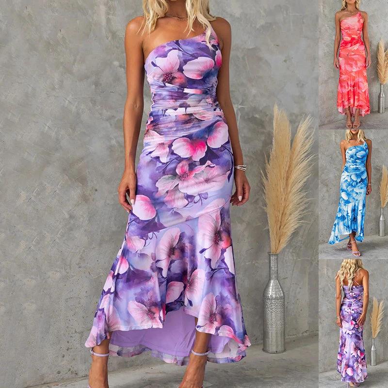 The Bloom Affair One-Shoulder Floral Dress