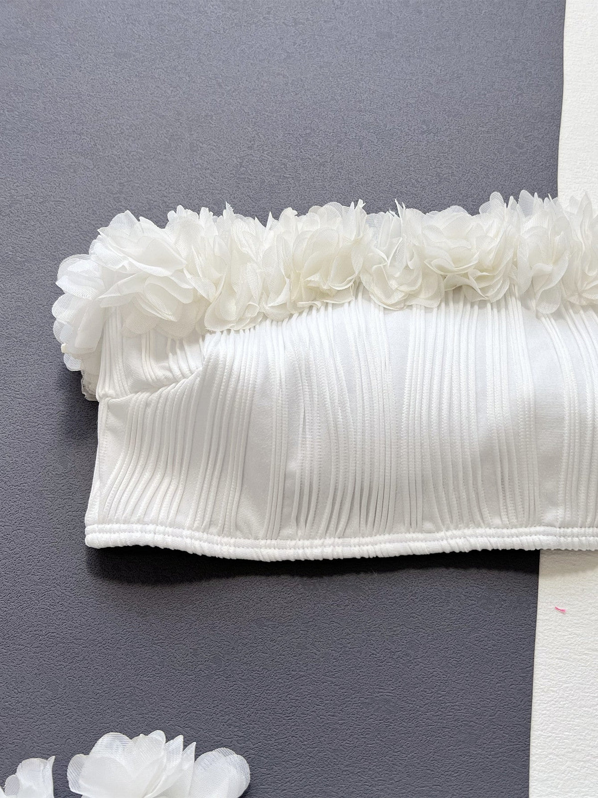 The White Bloom Appliqué Bandeau Bikini