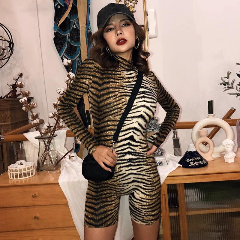 The Wild Muse High-Neck Animal-Print Romper