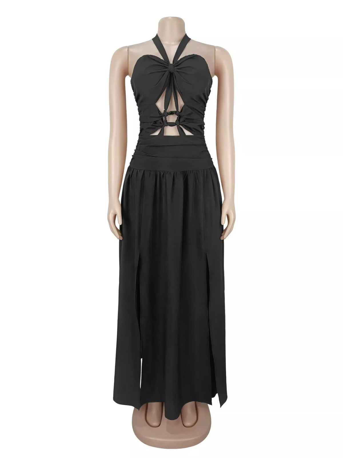 The Evening Muse Halter Cutout Maxi Dress