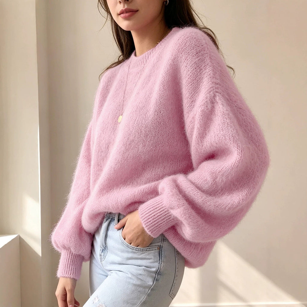 The Rosy Reverie Crew-Neck Knit Sweater