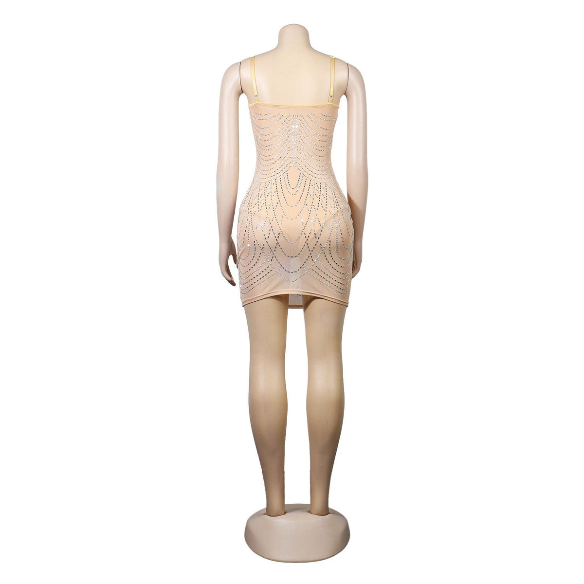 Rhinestone Bust Draped Chain Fringe Tassel Bodycon Mini Dress