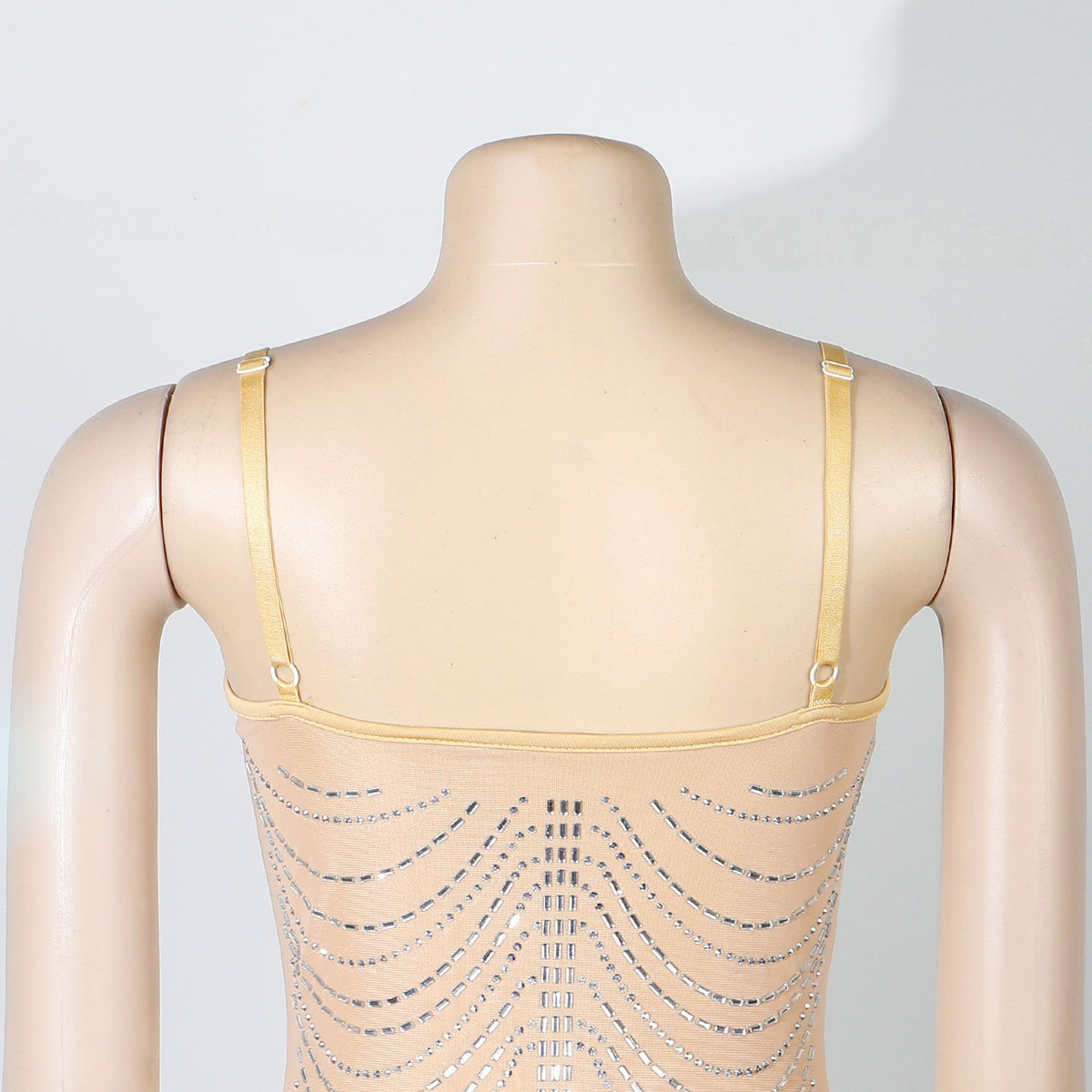 Rhinestone Bust Draped Chain Fringe Tassel Bodycon Mini Dress