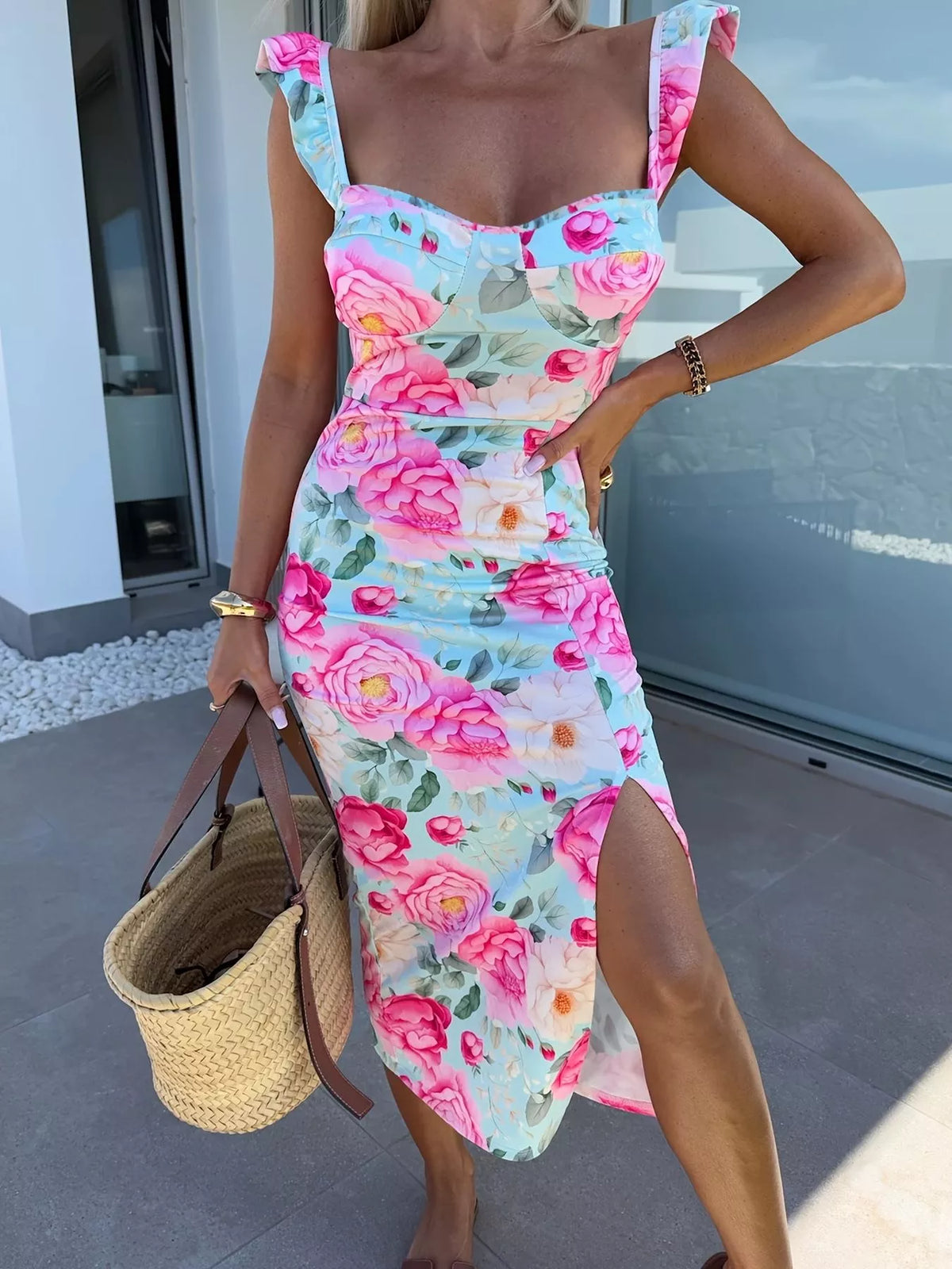 The Sweetheart Rendezvous Slit Midi Dress