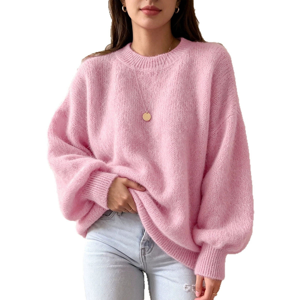 The Rosy Reverie Crew-Neck Knit Sweater