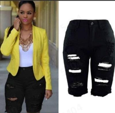 The Denim Rebel High-Waist Ripped Shorts