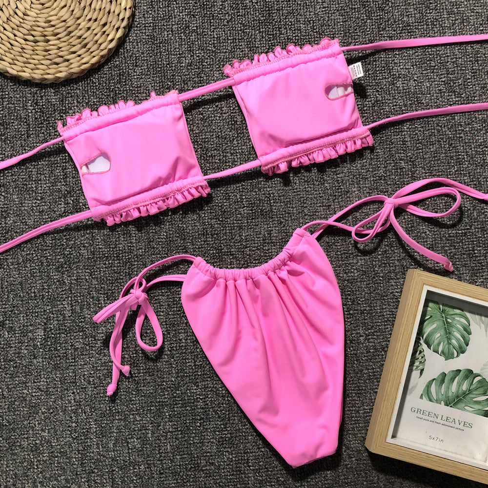 The Frill Trim Ruched Bikini Set