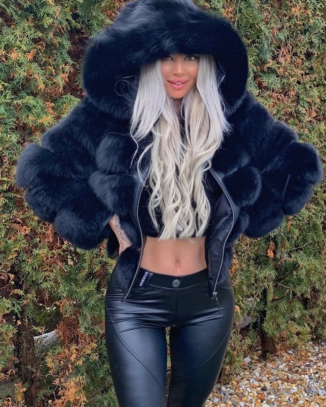The Plush Entrance Hooded Faux-Fur Jacket