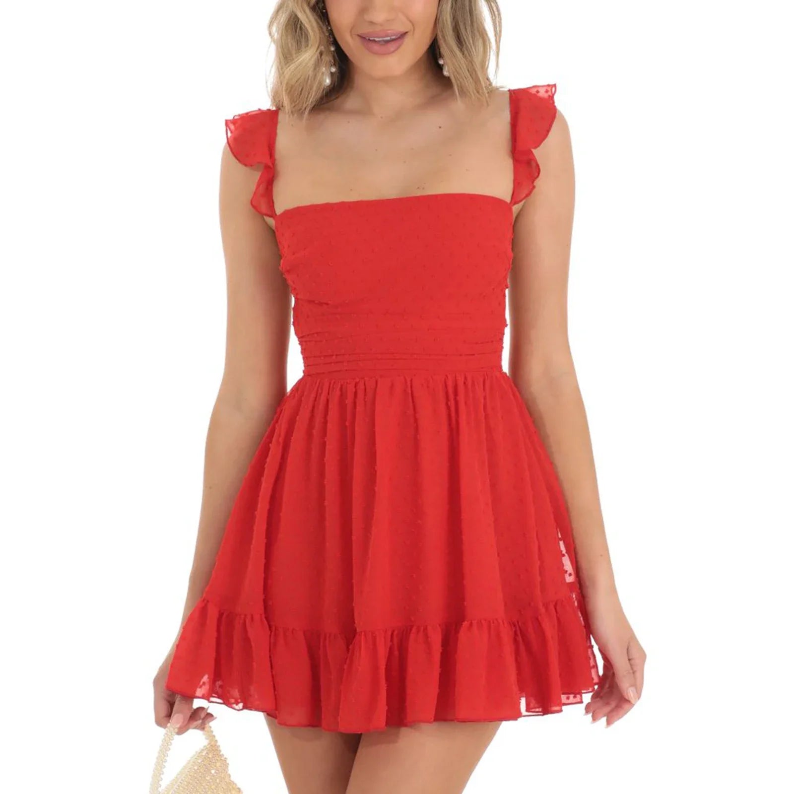 Corset-Bodice Square-Neck A-Line Mini Dress