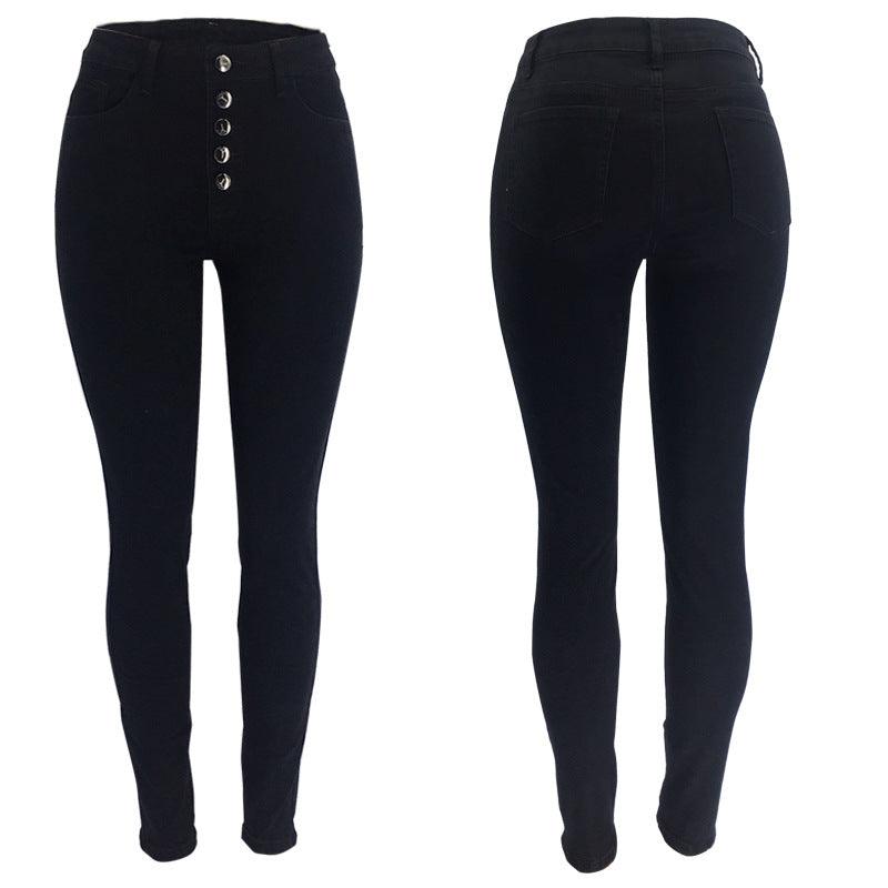 Button-Fly High Waist Skinny Jeans
