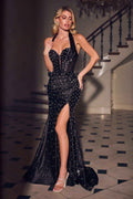 The Midnight Pearl Halter Gown