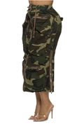 Camo Multi-Zip Cargo Midi Skirt