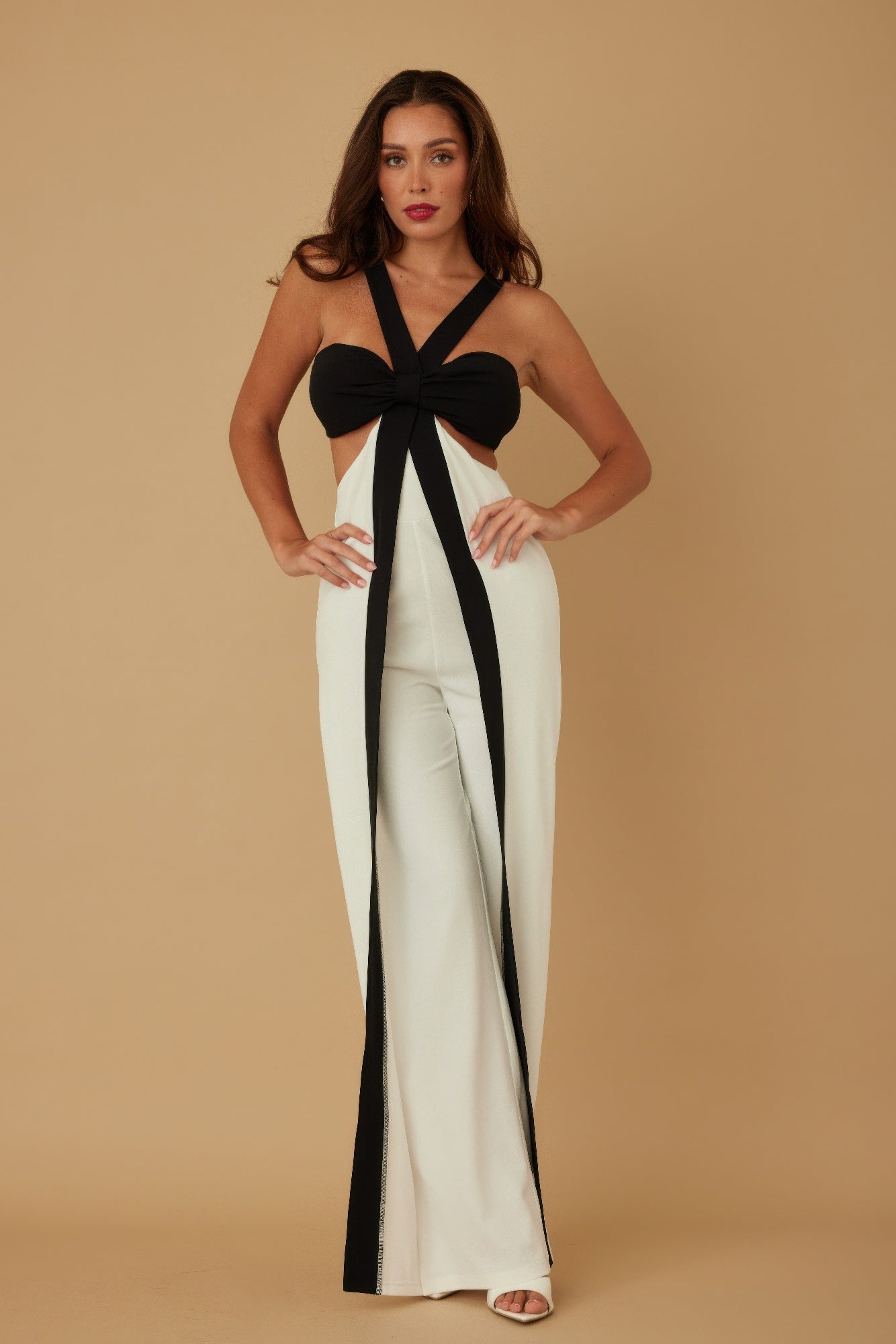 X Ribbon Open Jumpsuit