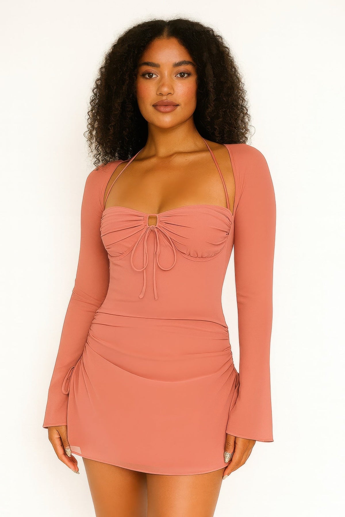 The Peek Hole Halter Mini Dress