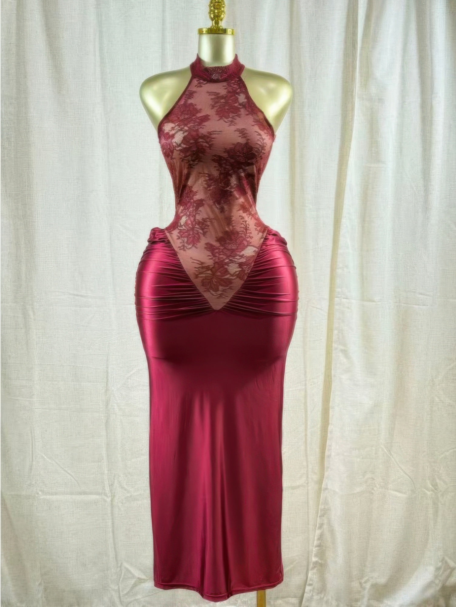 Crimson Lace Hourglass Dress