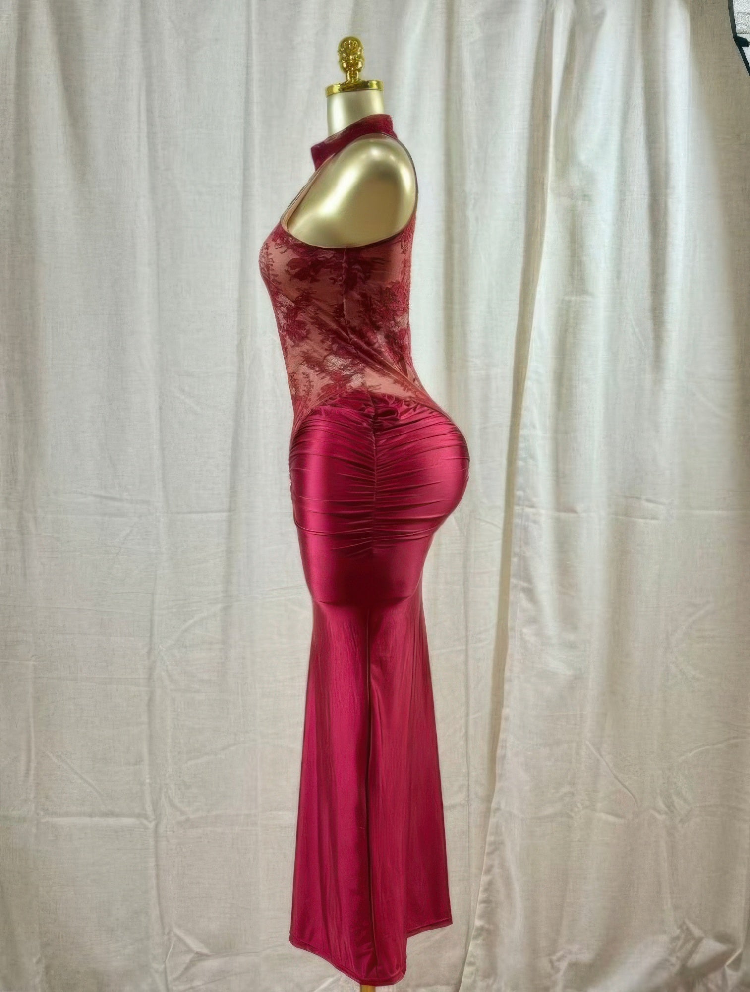 Crimson Lace Hourglass Dress