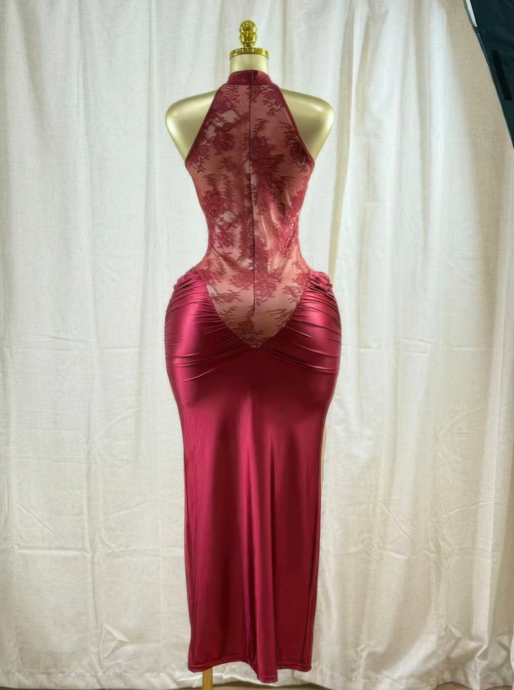 Crimson Lace Hourglass Dress