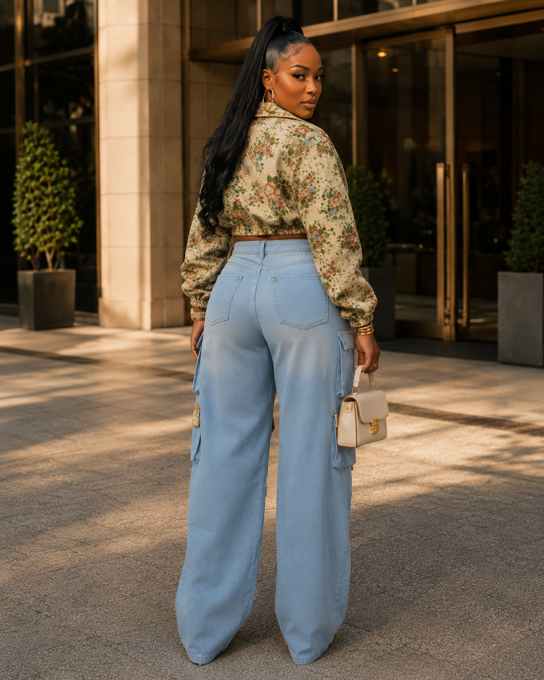 The Bloom District Floral Jacket & Cargo Jeans