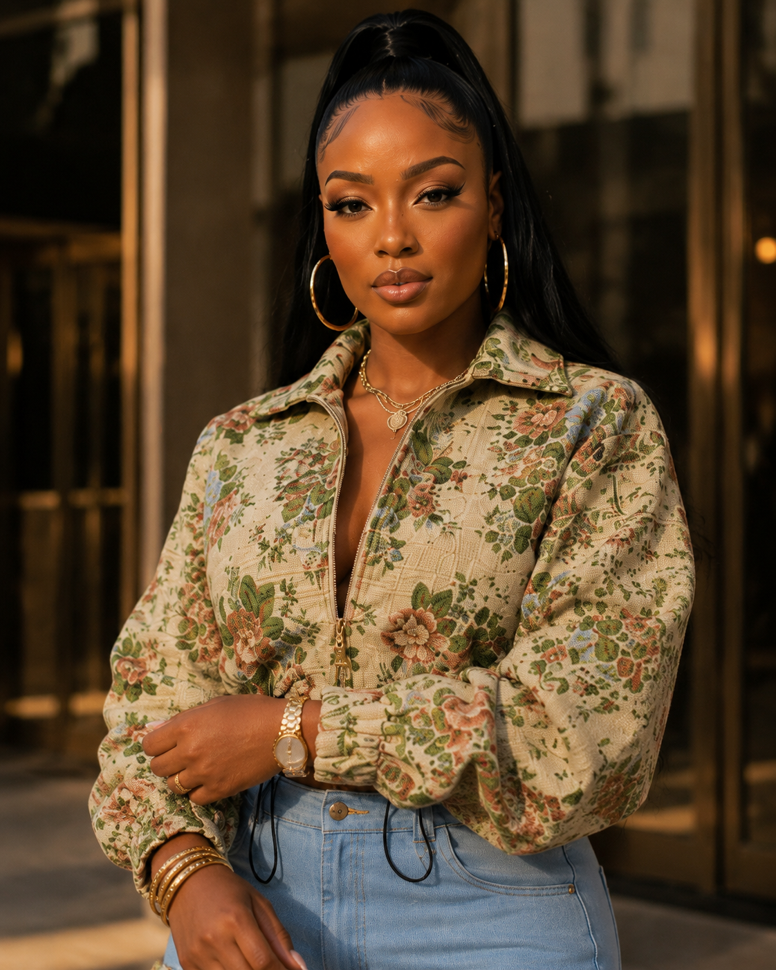The Bloom District Floral Jacket & Cargo Jeans
