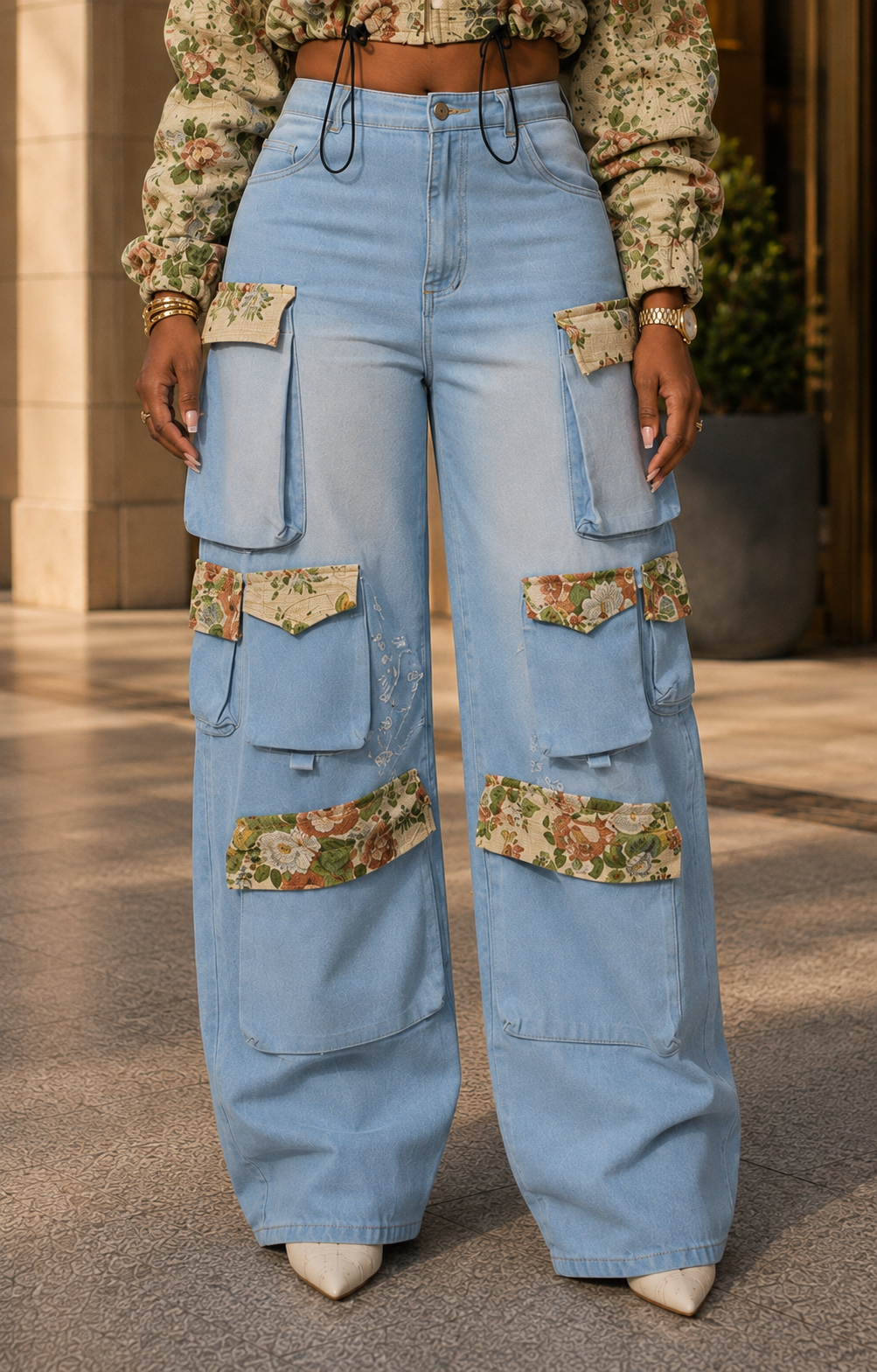 The Bloom District Floral Jacket & Cargo Jeans